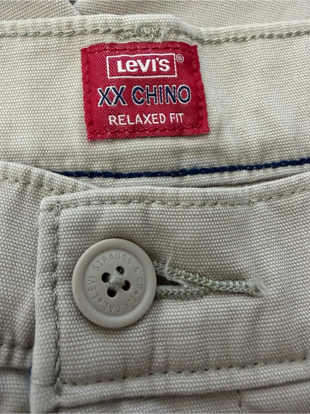 Levi's XX Chino Men's Relaxed Fit Beige Cotton Elastane Shorts Pockets Size 34